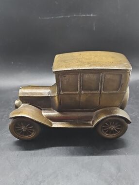 Vintage-Style Brass Finish Classic Car Accent Bank Figurine